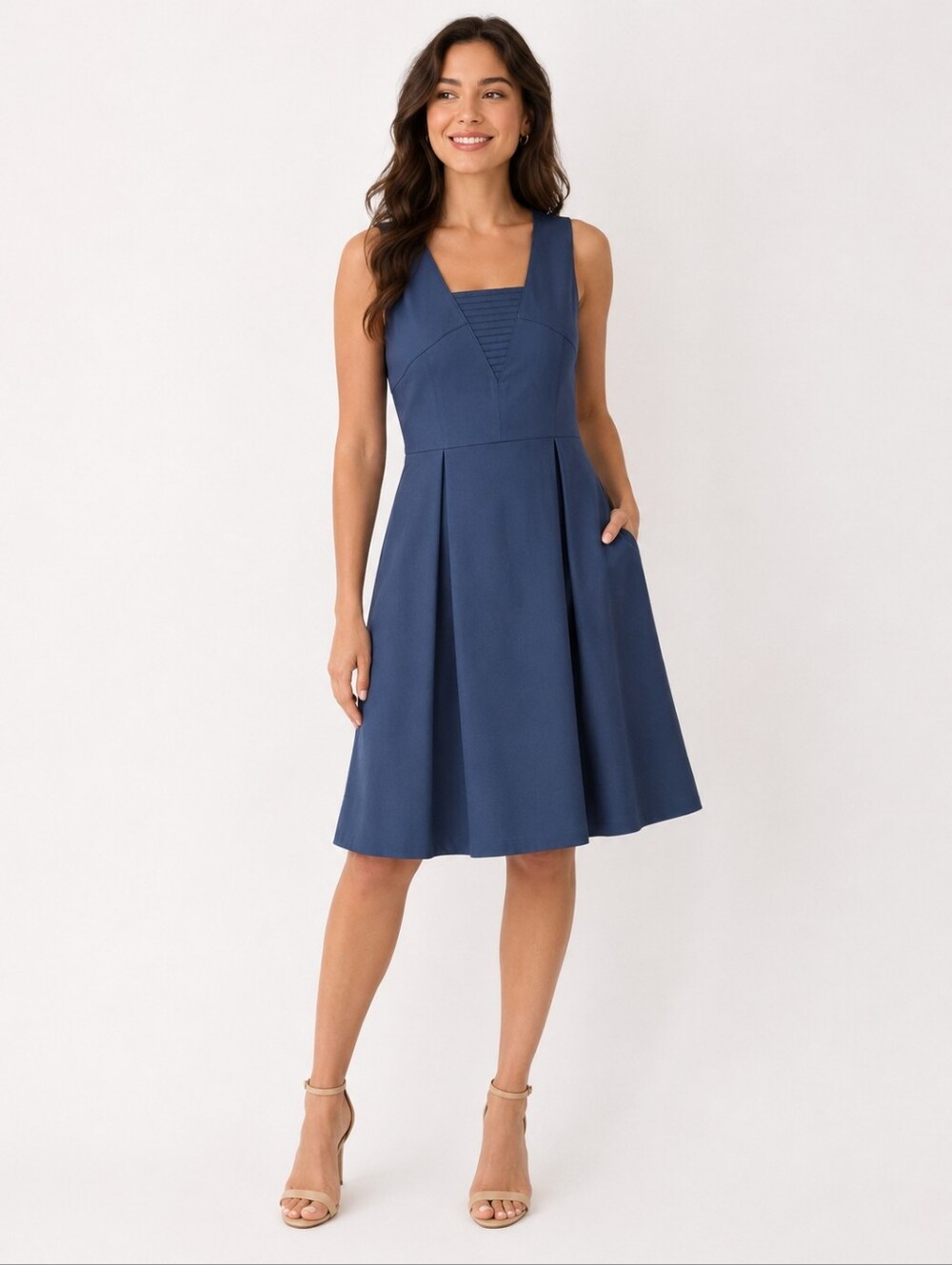 Hilton Hollis Blue A-Line Sleeveless Dress Size 4 NEW